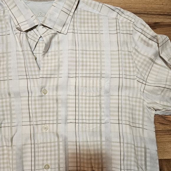 Tommy Bahama 100% Silk Plaid Button-Down Long Sleeves Large - Picture 4 of 9